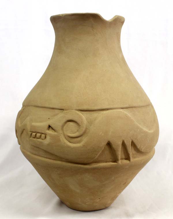 Large Rare Unfired Santa Clara Avanyu Jar (1 of 5)