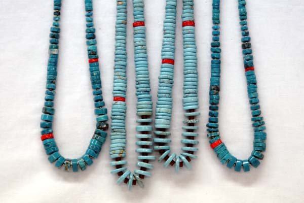 4 Block Turquoise Graduated Bead Necklaces (1 of 4)