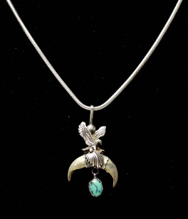 Vintage Navajo Sterling Eagle Pendant Necklace (1 of 3)