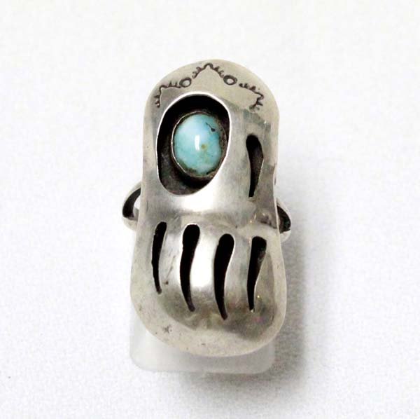 Estate Navajo Sterling Silver Bear Paw Ring, S 6.5 (1 of 4)