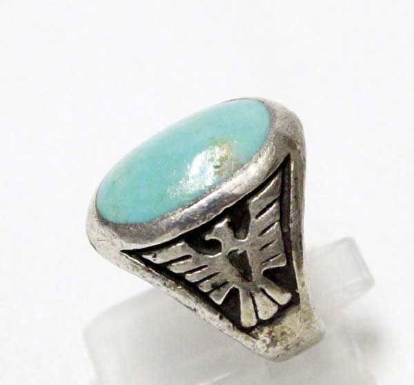 Navajo Sterling Silver Thunderbird Ring, Size 8.5 (1 of 3)