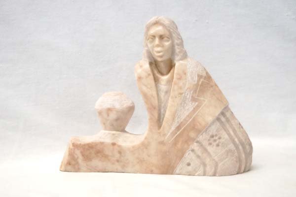 1996 Navajo Alabaster Sculpture by V. Cambridge: 1996 Native American Navajo Alabaster Sculpture by Victor Cambridge, measures 5'' x 6'', signed by artist
