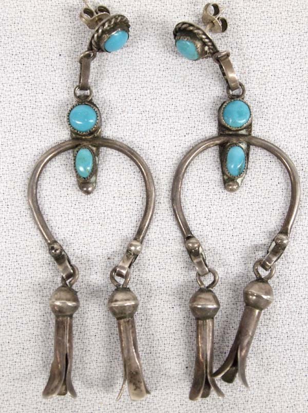 Navajo Old Pawn Sterling Turquoise Earrings (1 of 2)