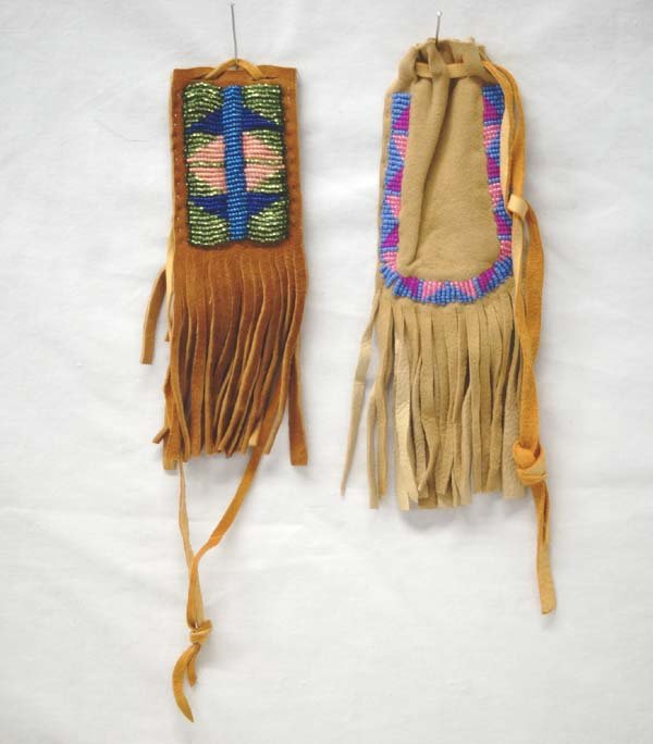 2 Plains Indian Beaded Leather Fetish Bags (1 of 3)