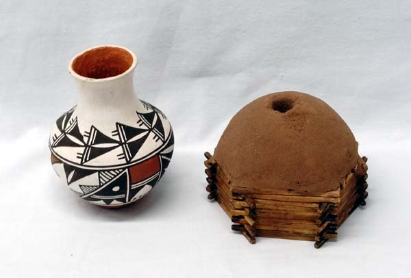 Navajo Pottery & Wood Hogan and Acoma Pottery Vase (1 of 3)