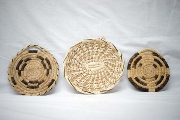 3 Native American Tohono O'odham Basketry Trays (1 of 4)