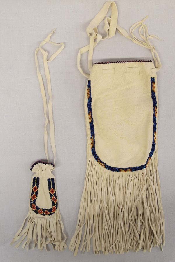 Plains Indian Beaded Doeskin Leather Fetish Bags (1 of 4)