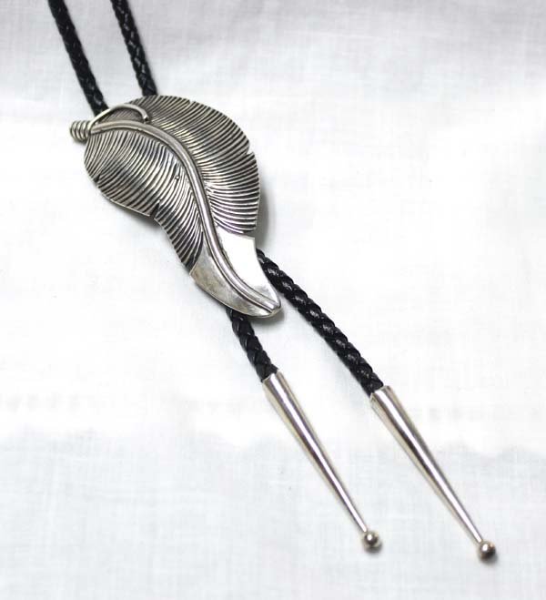 1970 Navajo Sterling Feather Bolo Tie by Sandoval (1 of 2)