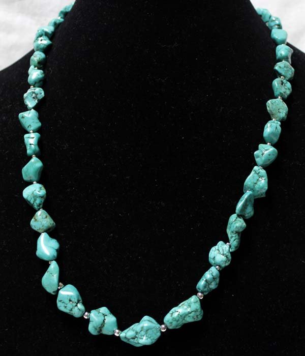 Estate Timberline  Mine Blue Turquoise Nugget Necklace (1 of 2)