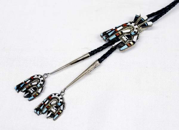 Zuni Silver Stone to Stone Inlay Rainbow Man Bolo (1 of 5)