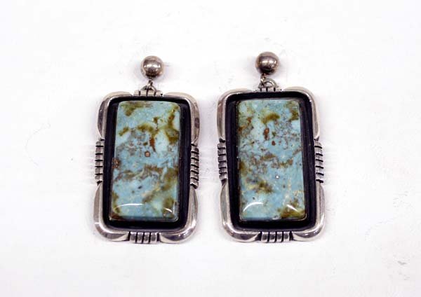 Navajo Silver Turquoise Earrings, Joe Delgarito (1 of 3)