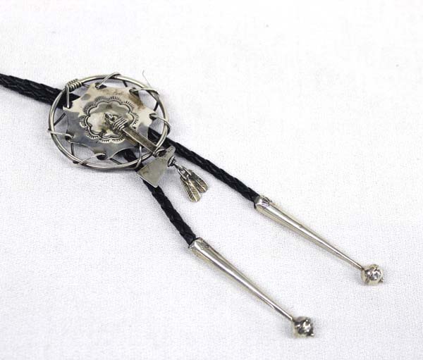 Navajo Silver Shield & Tomahawk Bolo Tie (1 of 3)