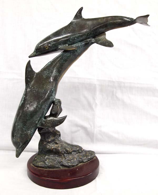 Cast Metal Dolphin Sculpture (1 of 3)