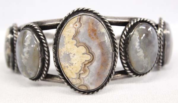 Navajo Sterling Silver Crazy Lace Agate Bracelet (1 of 3)
