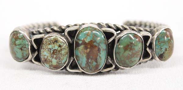 Navajo Old Pawn Sterling Silver Turquoise Bracelet (1 of 3)