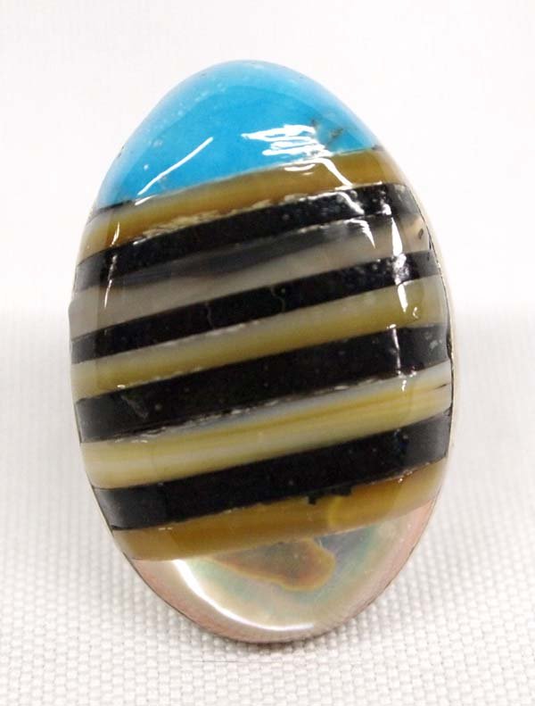 Navajo Sterling Stone to Stone Inlay Ring, Sz 11 (1 of 3)