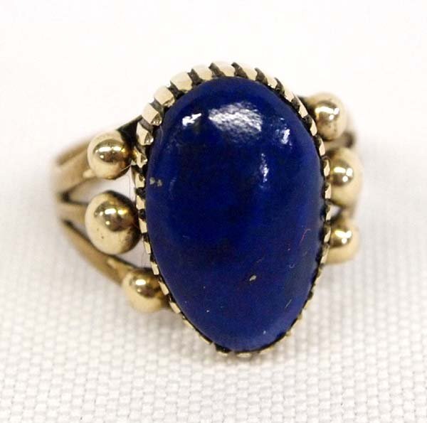 Navajo 14K Gold & Lapis Ring, Size 7.75 (1 of 4)