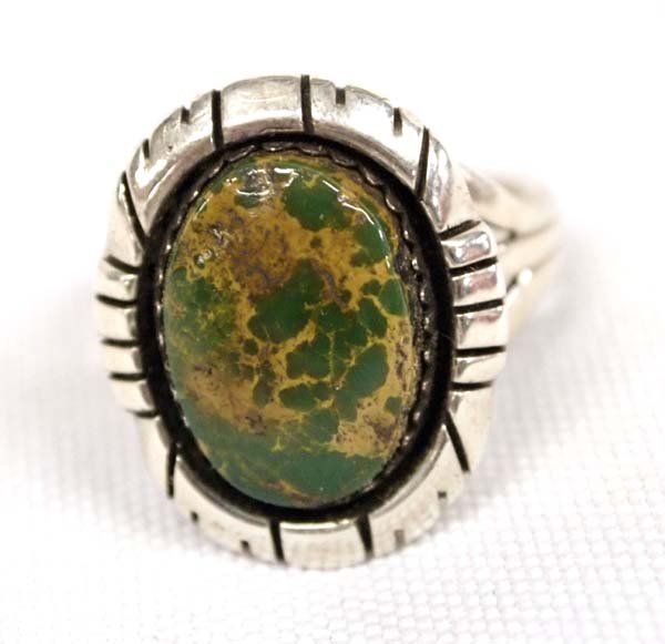 Navajo Sterling Silver Turquoise Ring, Size 7 (1 of 3)