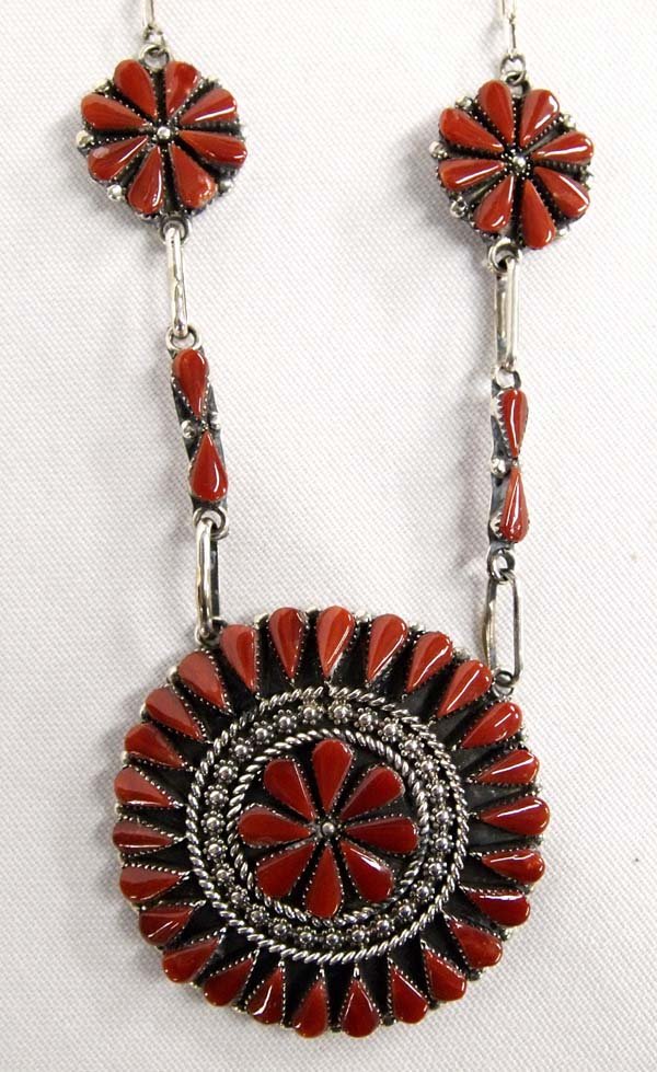 Zuni Sterling Coral Necklace by Alvina Pinto (1 of 3)