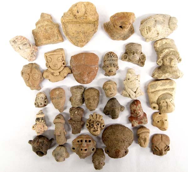 PreColumbian Aztec & Mayan Chieftain Head Pottery (1 of 4)