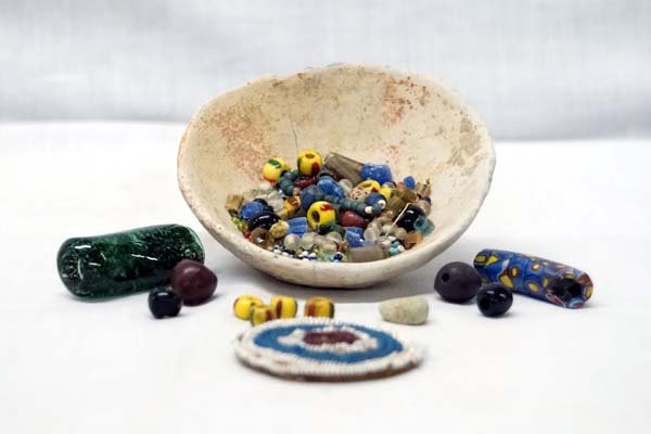Antique Trade Beads and Prehistoric Pottery Bowls (1 of 3)