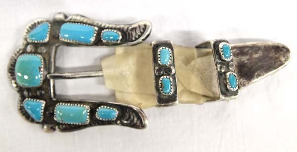 Navajo Sterling Turquoise Ranger Belt Buckle (1 of 3)