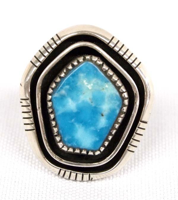 Navajo Sterling Silver Turquoise Ring by Ray King (1 of 3)