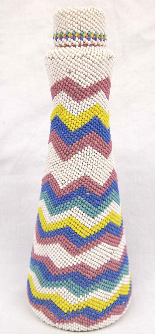 Estate Native American Apache Beaded Glass Bottle (1 of 2)