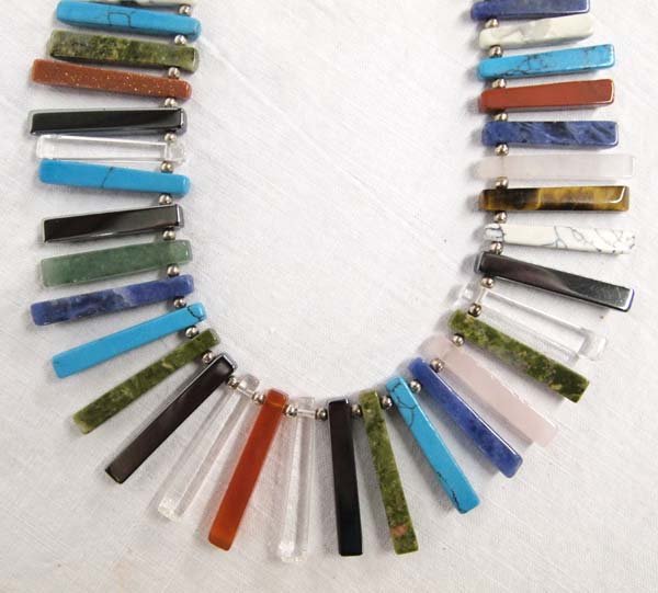 Multi-Colored Gemstone Tab Bead & Heishi Necklace (1 of 3)