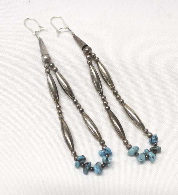1950 Navajo Sterling Bead & Turquoise Earrings (1 of 2)