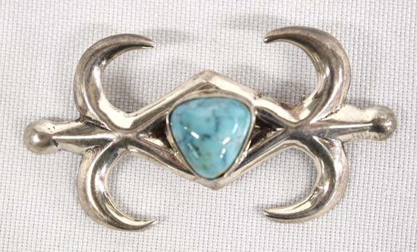 Navajo Sterling Silver Sand Cast Pin, Hallmarked: Native American Navajo Sterling Silver Sand Cast Pin, Hallmarked M, measures 1'' x 2.5'', stamped sterling, 12.6g in total wt.