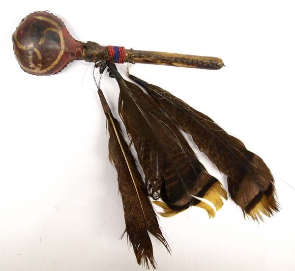 Native American Plains Indian Hide Rattle (1 of 2)