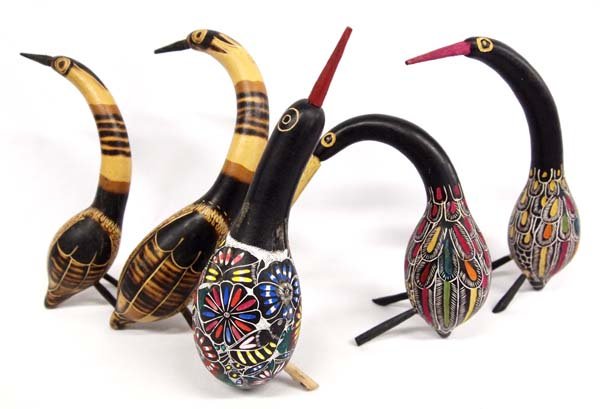 Collection of 5 Carved & Painted Peruvian Gourds (1 of 3)