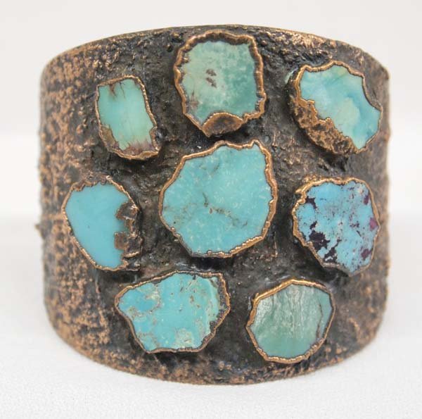 Vintage Native American Copper Turquoise Bracelet (1 of 3)