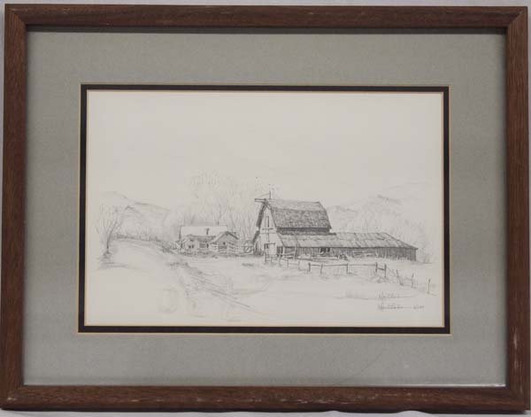 Signed and Numbered Barn Print: Signed and Numbered Barn Print, 6/100, hand signed, double matted, framed and under glass
