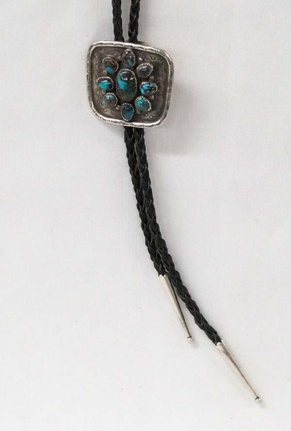 Native American Navajo Sterling Turquoise Bolo Tie (1 of 2)
