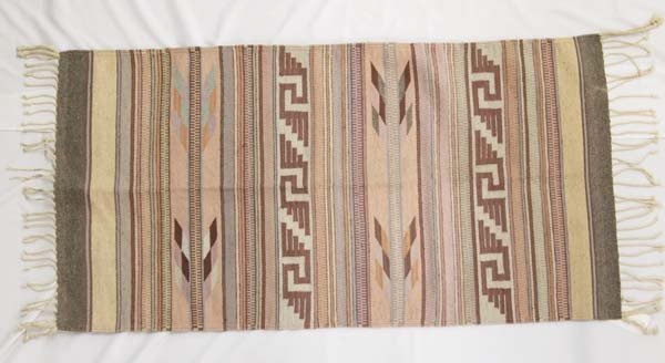 Mexican Wool Textile Rug with Fringe (1 of 2)
