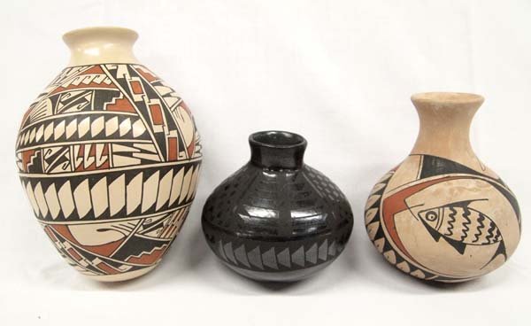 3 Mexican Mata Ortiz Pottery Jars, Signed (1 of 6)
