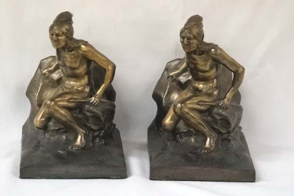 1940 Native American Brass Bookends (1 of 2)