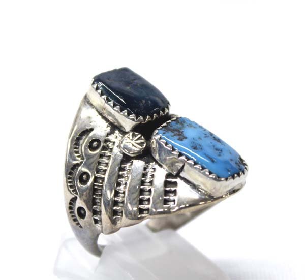 Navajo Sterling Silver Turquoise Ring, Size 10 (1 of 3)