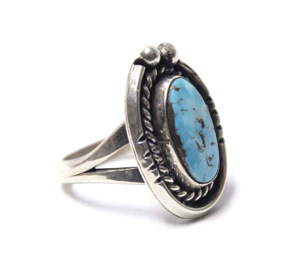 Navajo Sterling Silver Turquoise Ring, Size 7.75 (1 of 3)