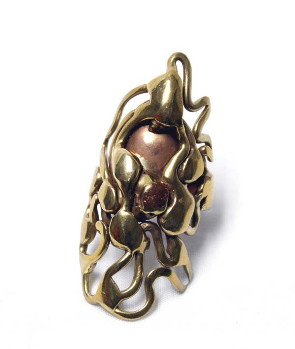Contemporary Brass and Copper Ring, Size 7 (1 of 3)