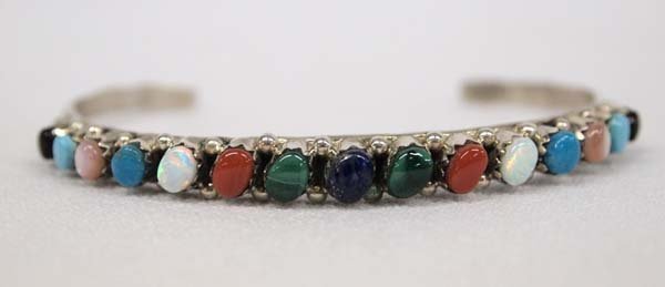 Zuni Sterling Multi Stone Bracelet by C. Walela (1 of 3)