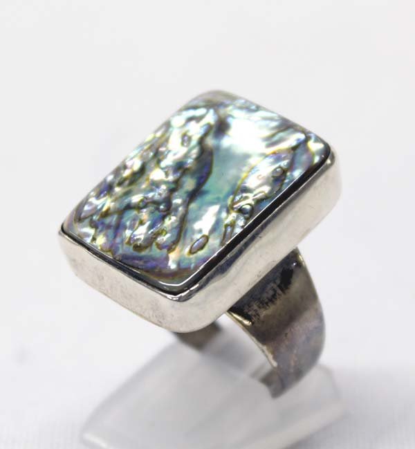 Navajo Sterling Silver Abalone Ring, Size 9 (1 of 4)