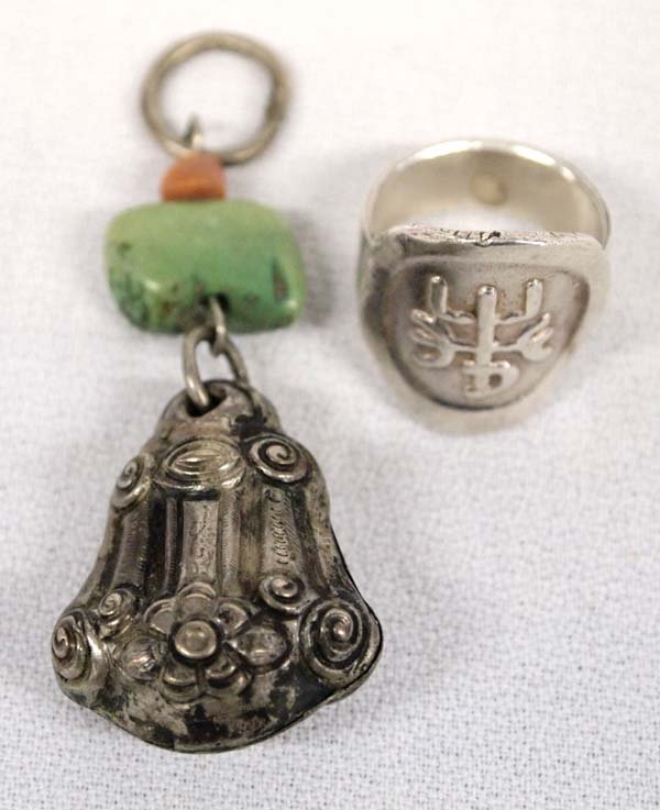 Chinese Turquoise Bell Style Toggle & Greek Ring (1 of 4)