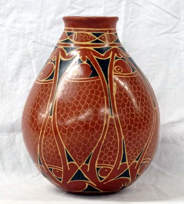 Mexican Mata Ortiz Polychrome Fish Jar by Gonzalez (1 of 3)
