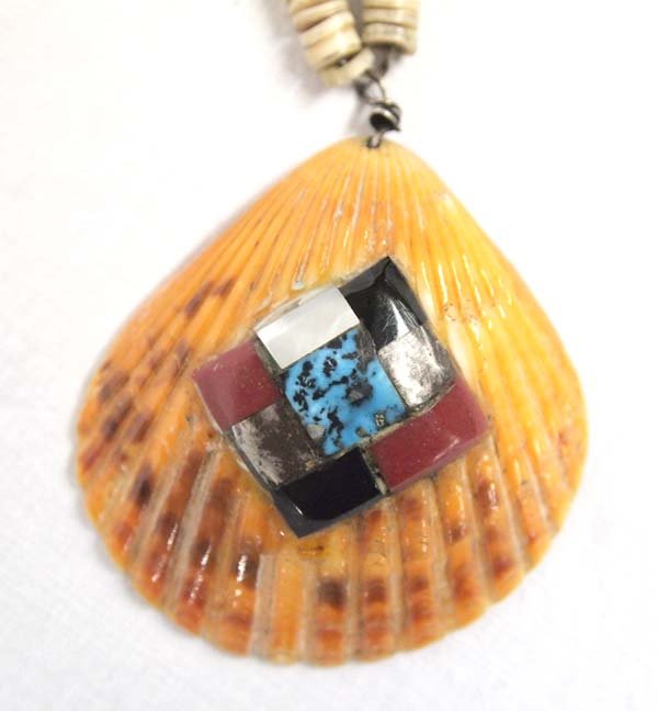 Santo Domingo Overlay Shell Heishi Bead Necklace (1 of 3)