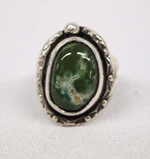 Native American Navajo Silver Turquoise Ring, Sz 5 (1 of 3)