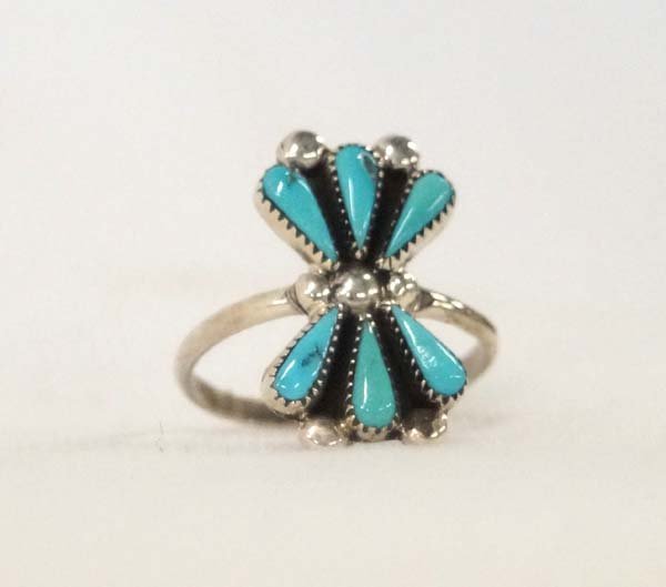 Native American Zuni Sterling Turquoise Ring, Sz 5 (1 of 3)