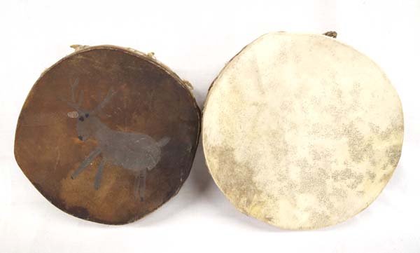 Pair of Mexican Tarahumara Hide & Wood Drums (1 of 3)